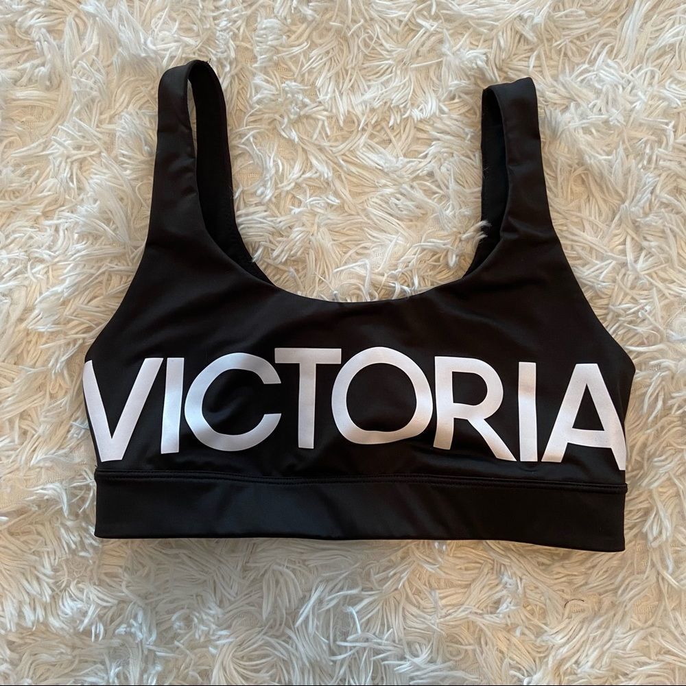 Victoria’s Secret women’s black and white Sports Bra activewear, size S